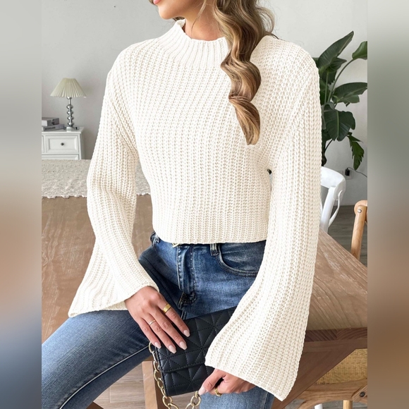 Frosted Grace Mock Neck Sweater - Ivory - Picture 5 of 5